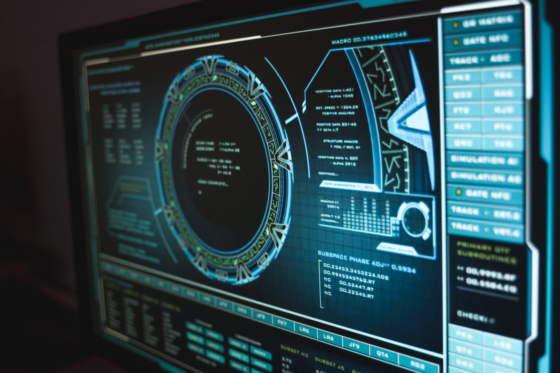 Immersive depiction of a cybersecurity report with sci-fi elements, emphasizing our state-of-the-art technology and futuristic approach to digital security
